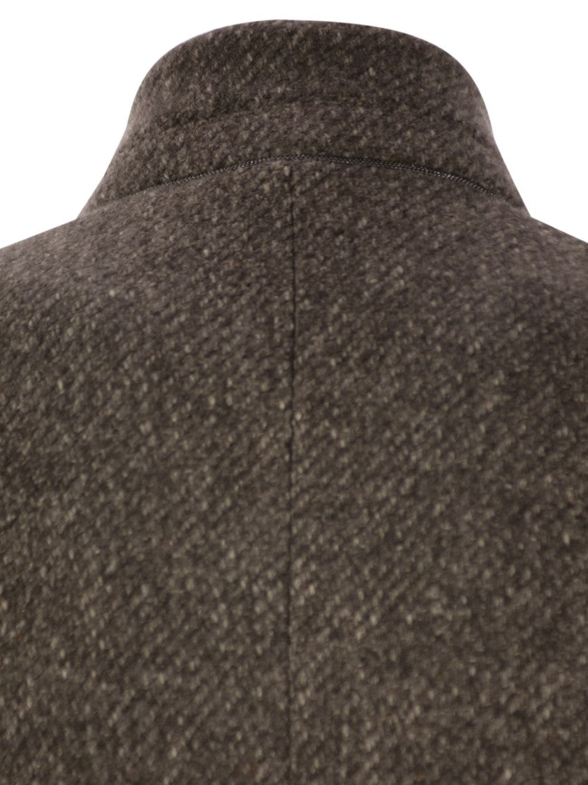 Brunello Cucinelli Wool And Cashmere Diagonal Mélange Coat
