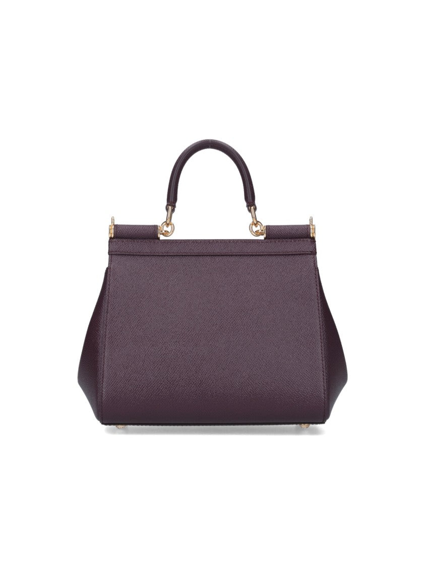 Dolce & Gabbana Sicily Wine Red Small Calfskin Shoulder Bag