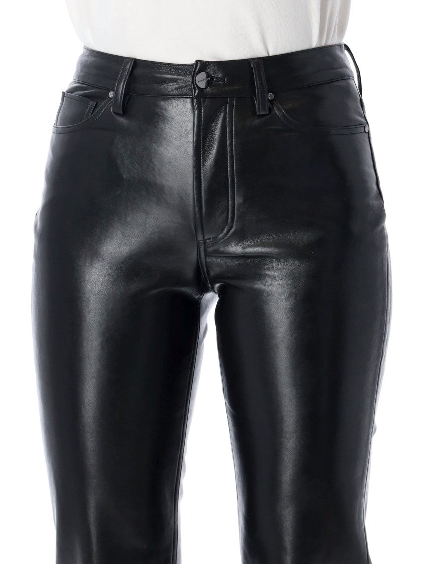 Anine Bing Slim-Straight Cropped Pants With Five-Pocket Design In Regenerated Leather