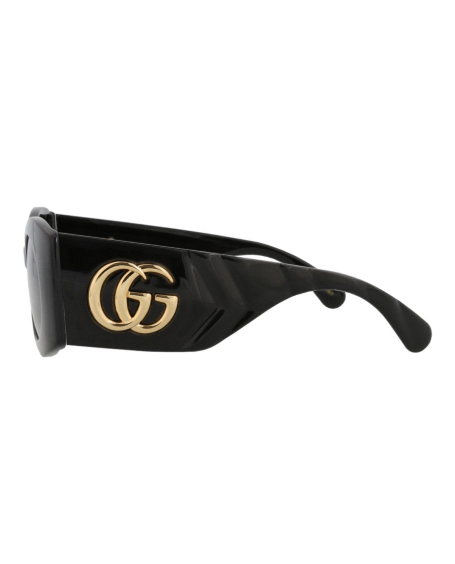 Gucci Square-Frame Injection Sunglasses With Gold Double-G Logo