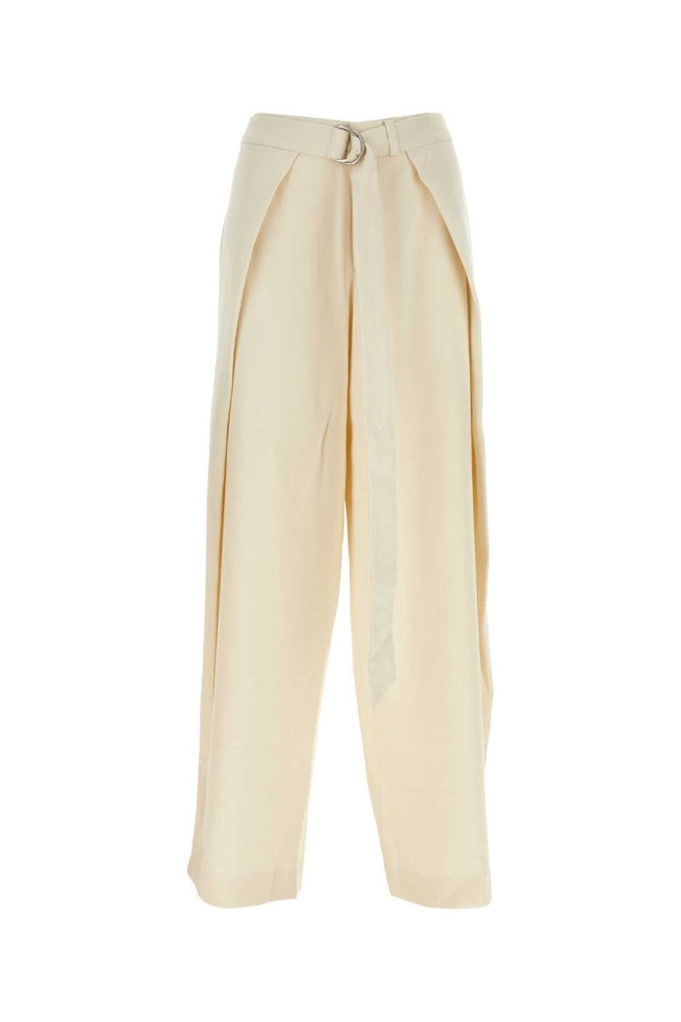 Ami Ivory Viscose Blend Wide-Leg Pant