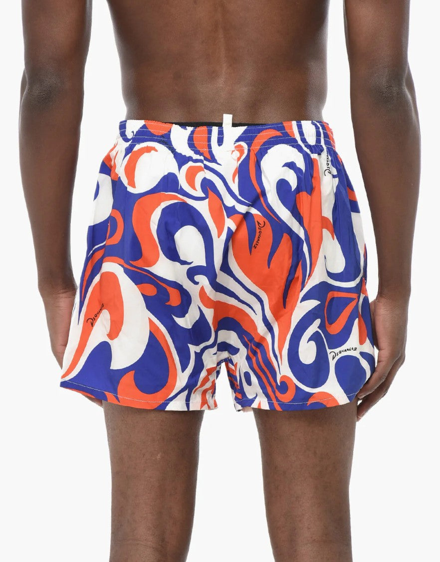 Dsquared2 Multicolor Logo Boxer Polyester-Blend Swim Shorts