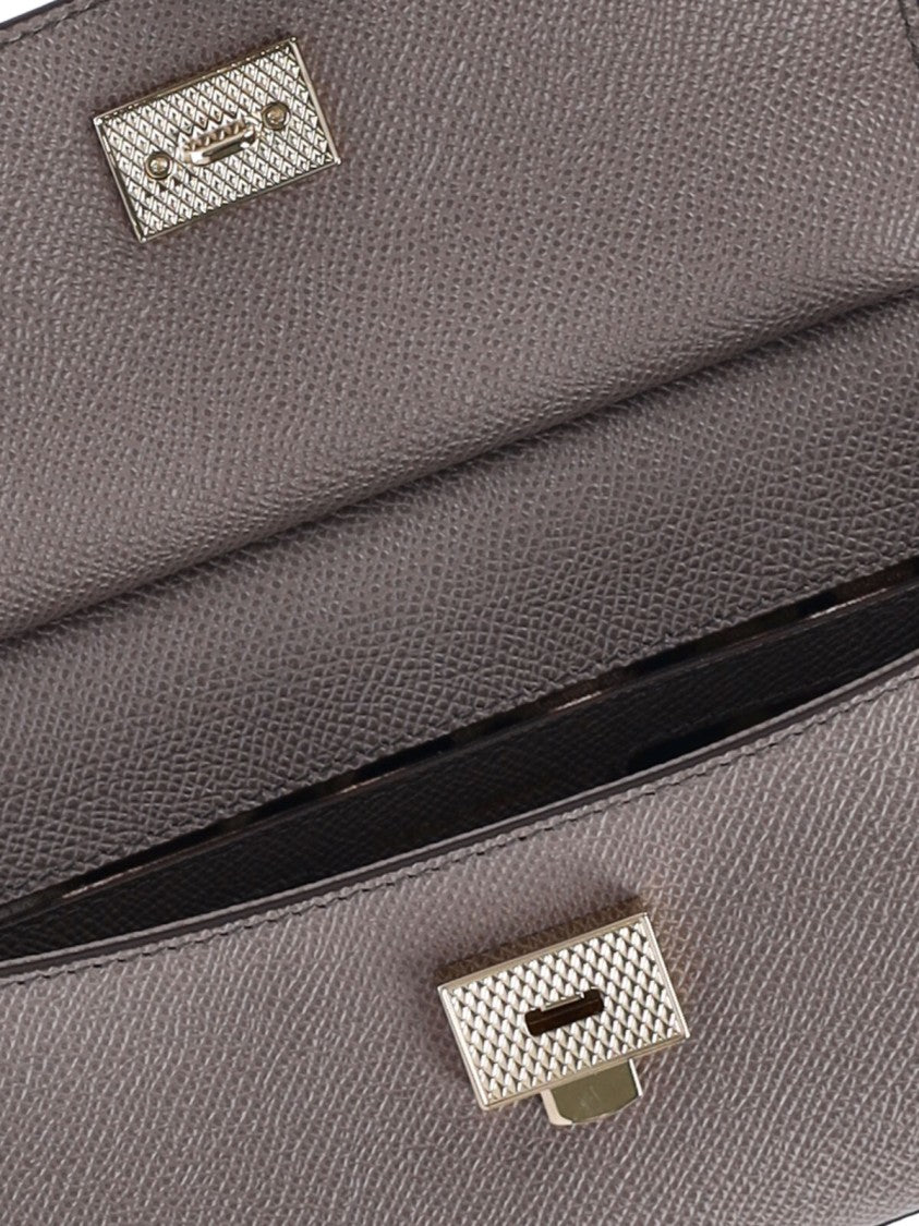 Dolce & Gabbana Taupe Sicily Small Leather Top-Handle Shoulder Bag