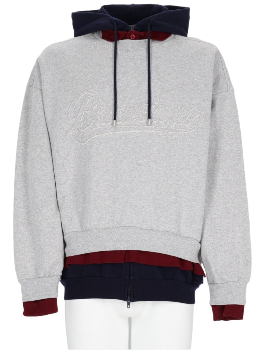 Balenciaga Light Grey Layered Cotton Hoodie