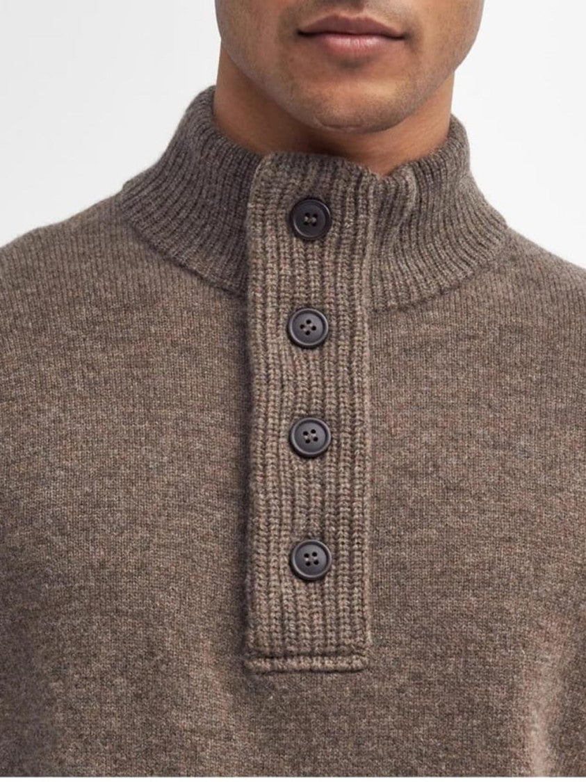Barbour Half-Zip Sweater With Suede Elbow Patches