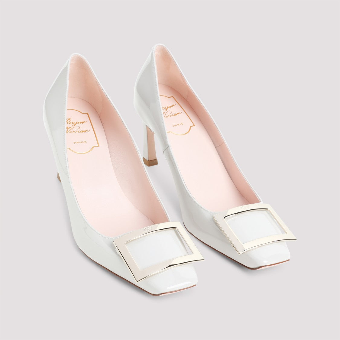 Roger Vivier Squared Toe Pumps With Silver-Toned Plaque