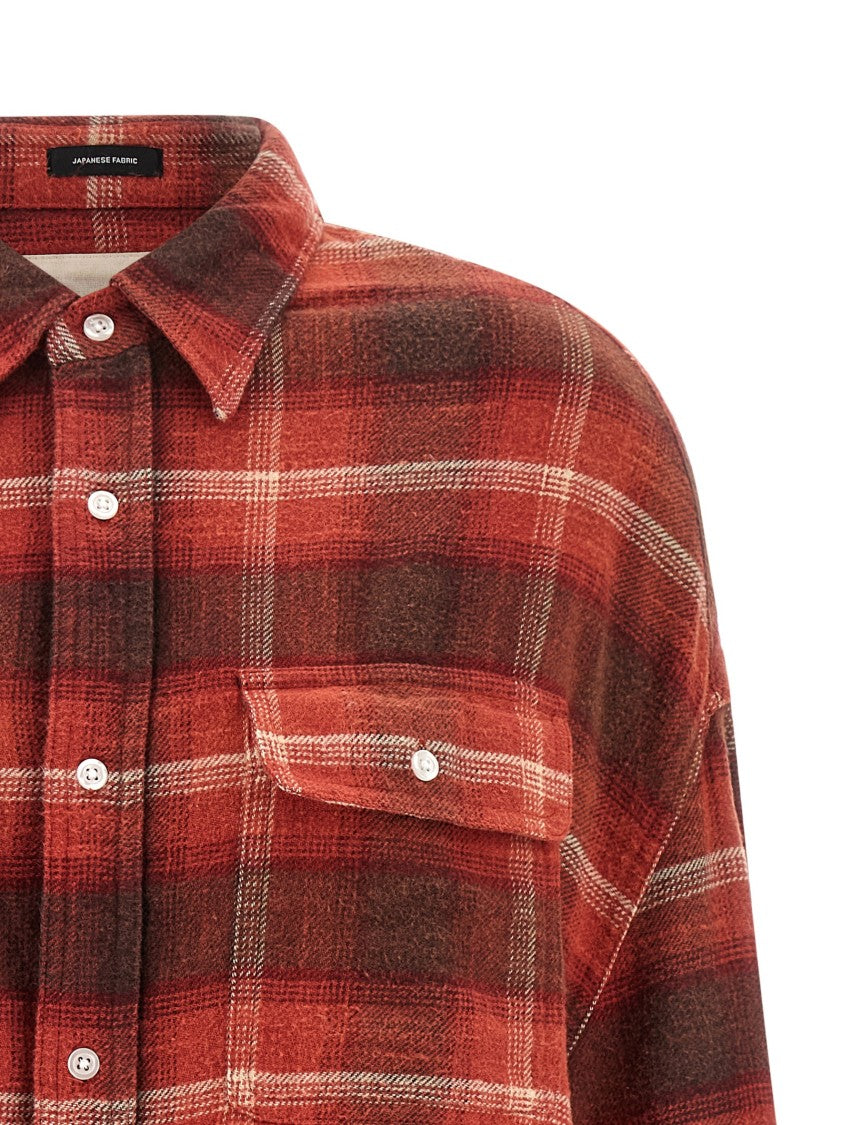 R13 Check Print Fringed Cropped Shirt