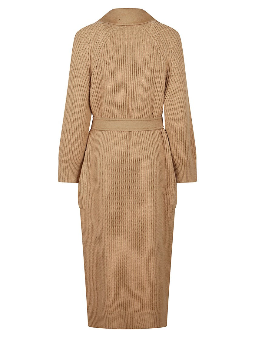 Max Mara Belted Knee-Length Coat With Textured Design