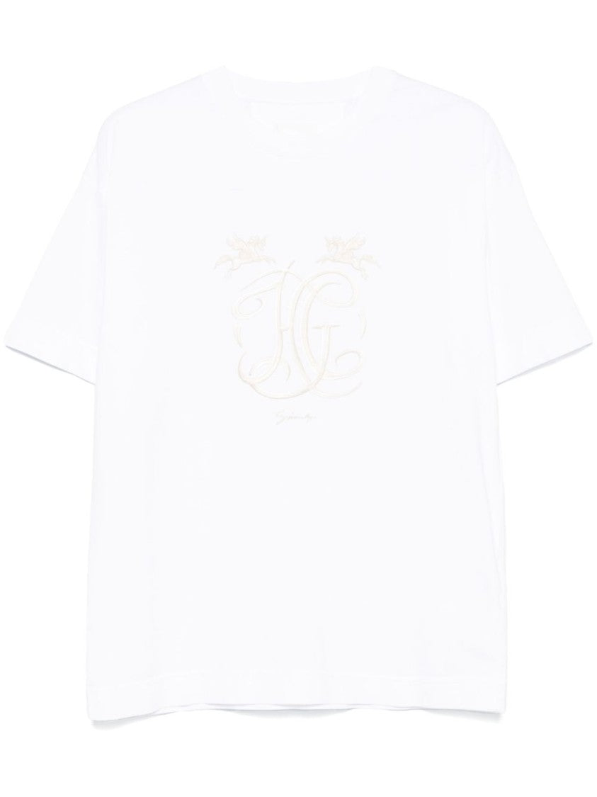 Givenchy White Elegant Embroidered Logo Crew Neck T-Shirt