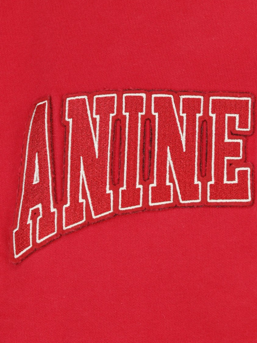 Anine Bing Red Harvey Cotton Logo Hoodie