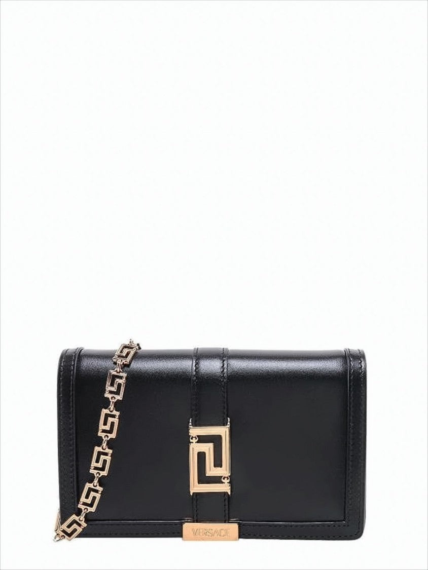 Versace Structured Black Calf Leather Clutch Bag