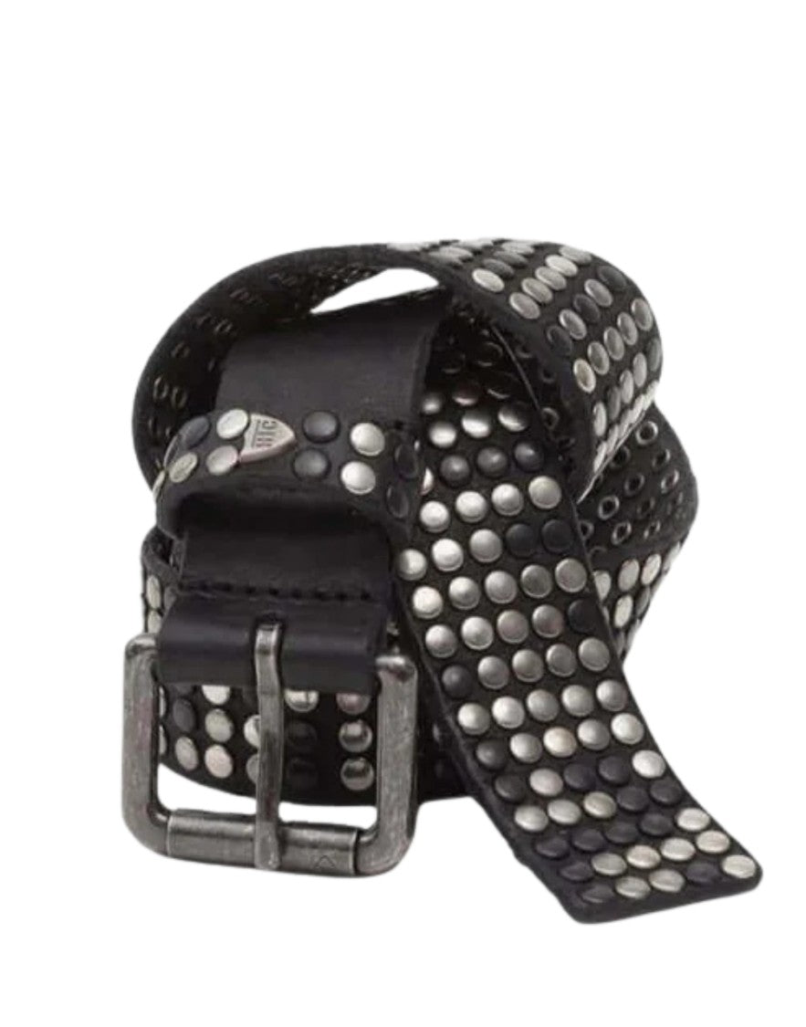 Htc Studs Leather Belt – Black Studded Belt - Dark Buckle