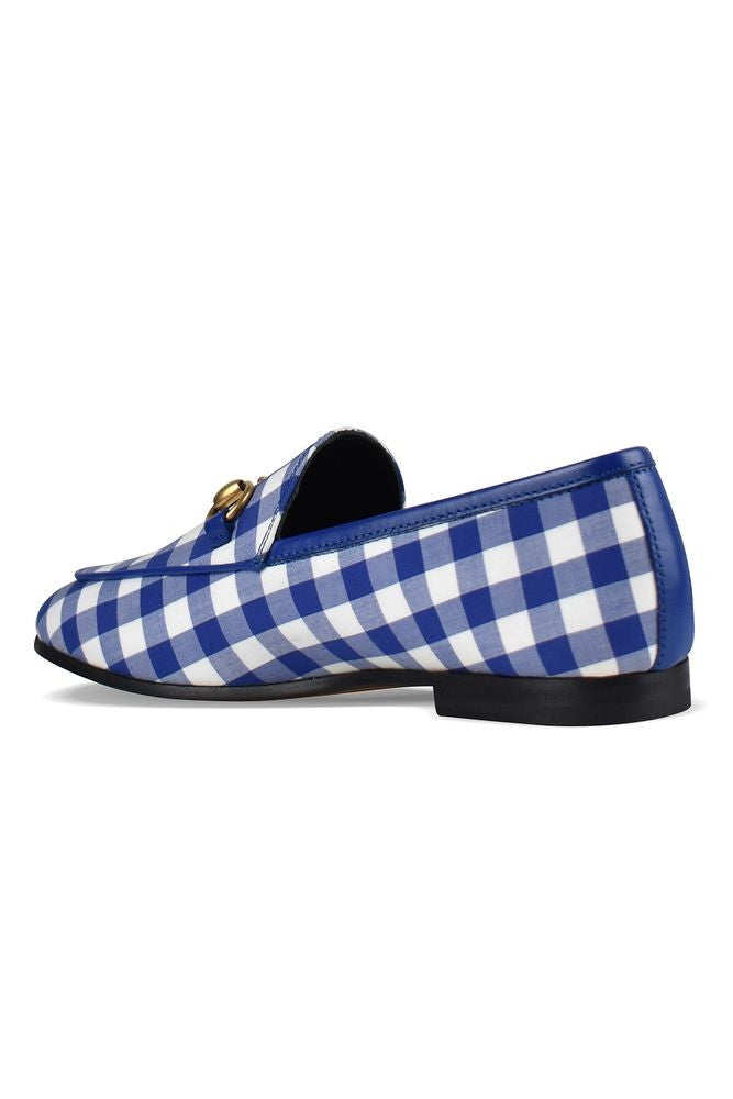 Gucci Gingham Fabric Loafers With Gold-Tone Accent