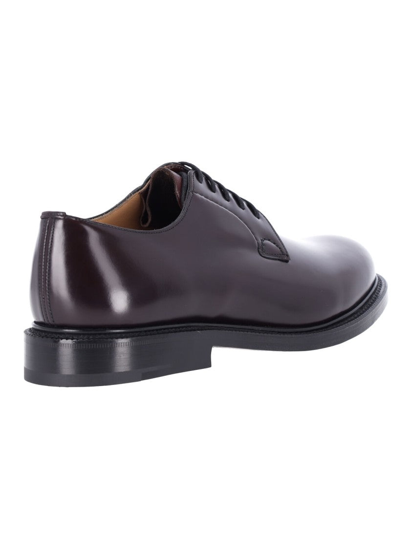 Church's Burgundy Calf Leather Derby Shoes With Lace-Up Closure