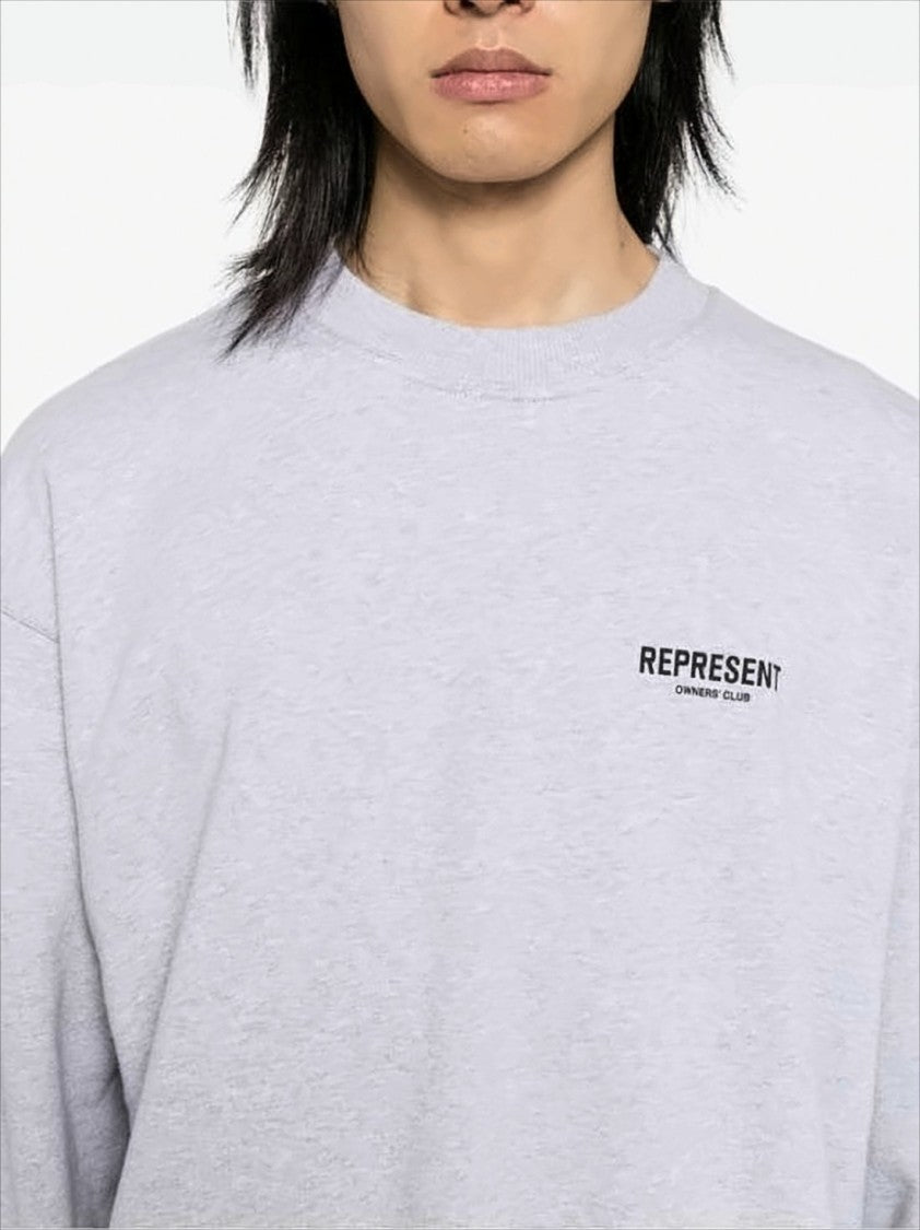Represent Heathered Grey Long-Sleeve Sweatshirt With Printed Designs