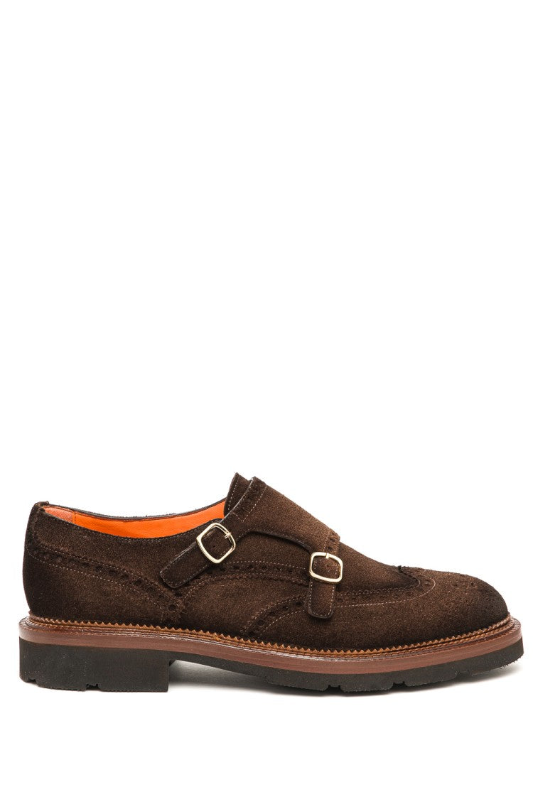 Santoni Double-Buckle Suede Shoes