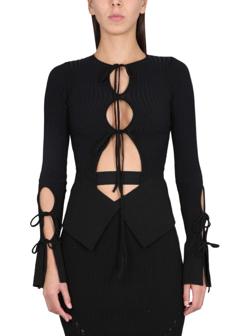 Andreâdamo Fitted Black Knitted Cardigan