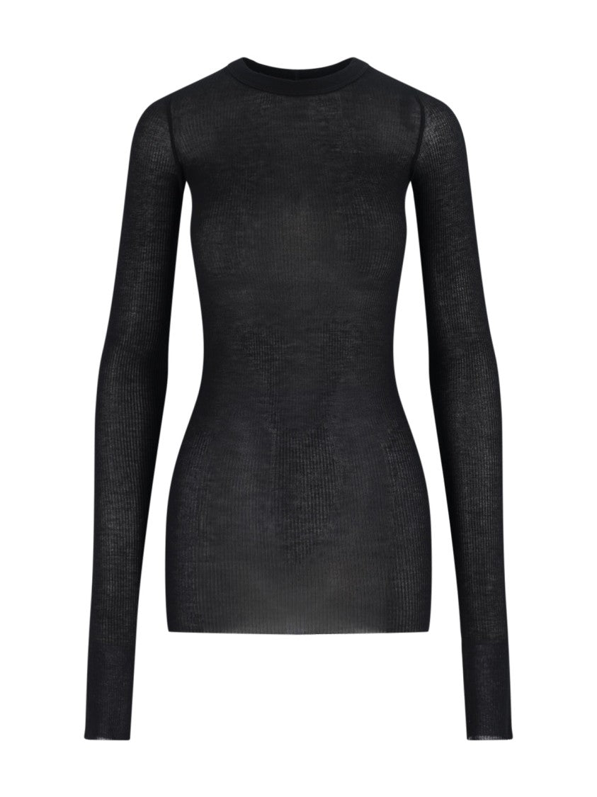 Rick Owens Ribbed Long Sleeve Shirt – Black
