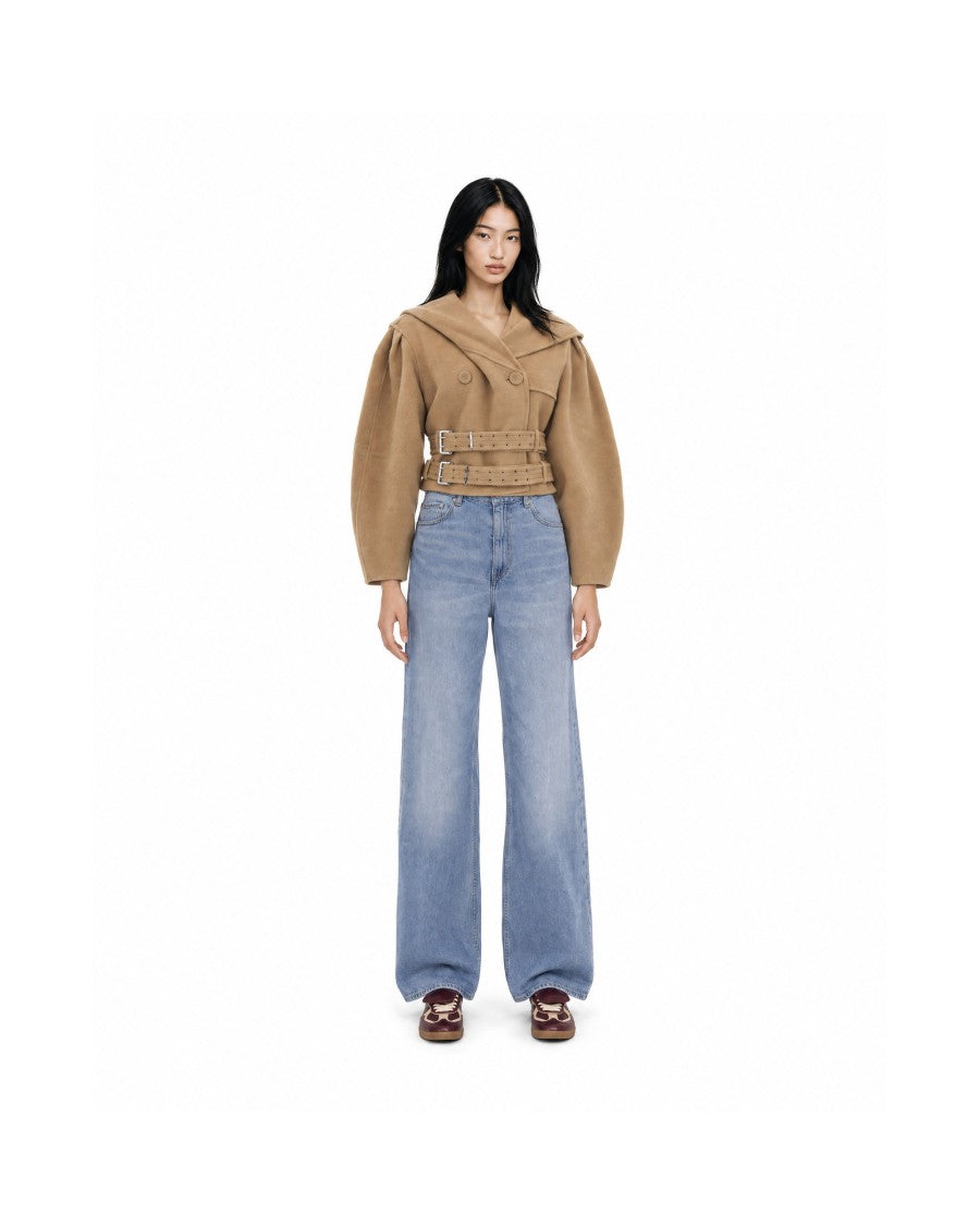 Ganni Tiger's Eye Short Double Cotton Trench Jacket