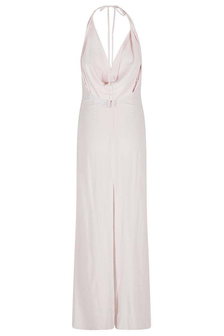Federica Tosi Pink Cowl-Neck Adjustable-Bow Acetate-Blend Maxi Dress
