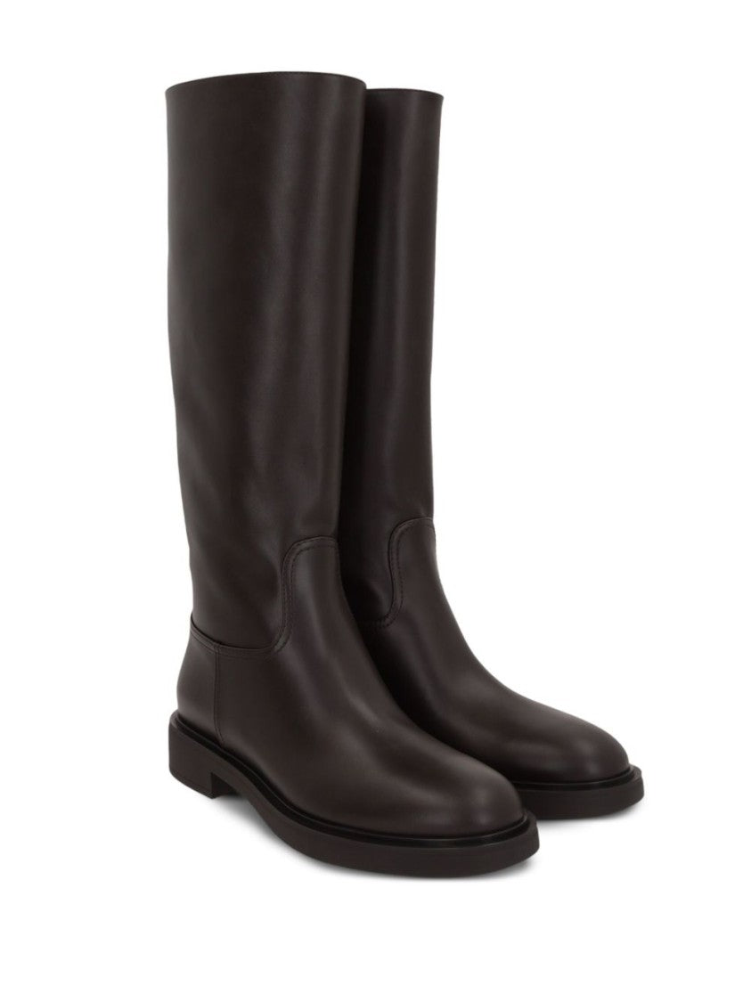 Gianvito Rossi Black Tall Calf Leather Rounded Toe Boots