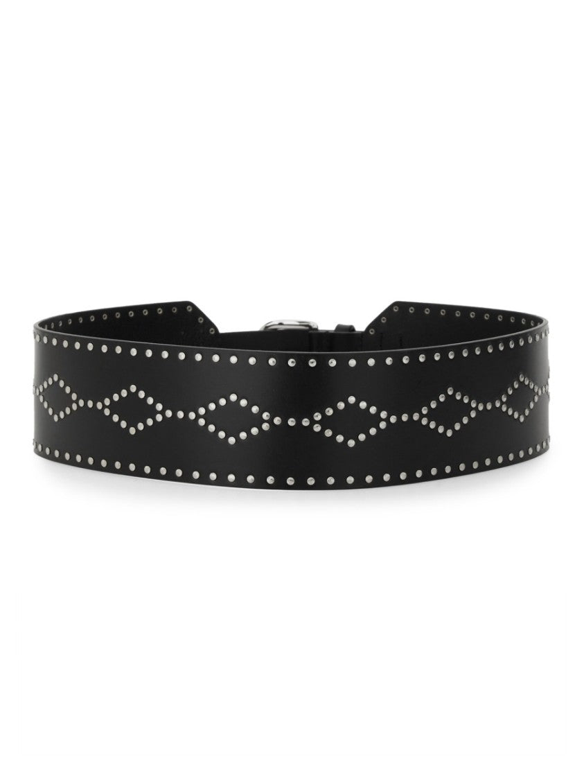 Isabel Marant Neutrals Lucie Wide Studded Leather Belt