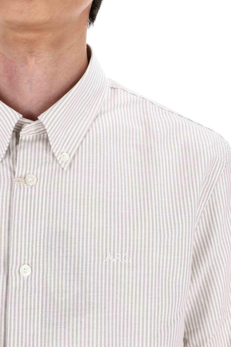 A.P.C. Standard Fit Cotton Piquet Striped Shirt