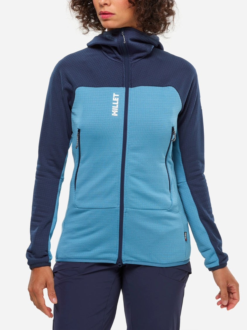 Millet Blue Fusion Grid Two-Tone Fitted Hoodie