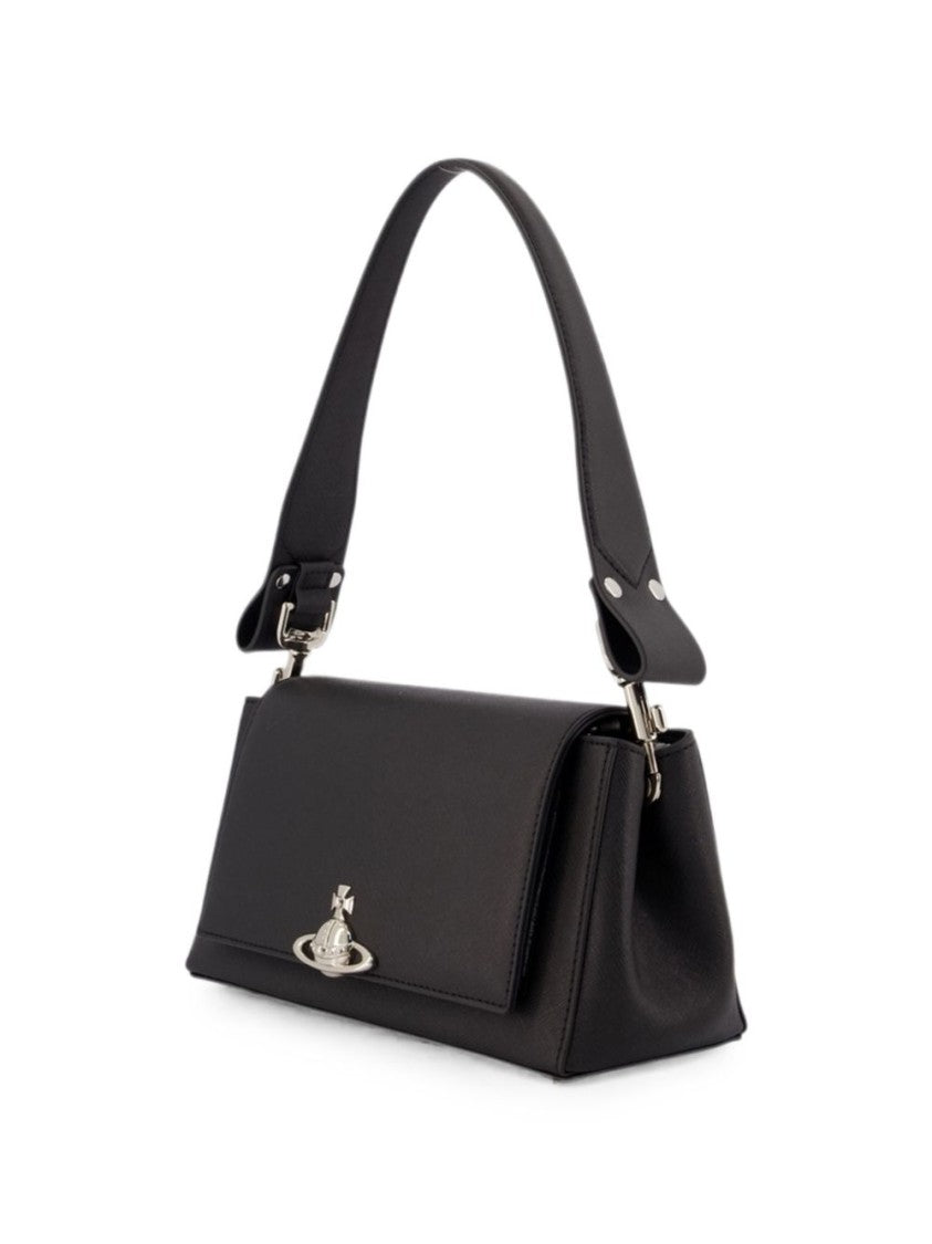 Vivienne Westwood Structured Handbag With Metallic Emblem And Top Handle