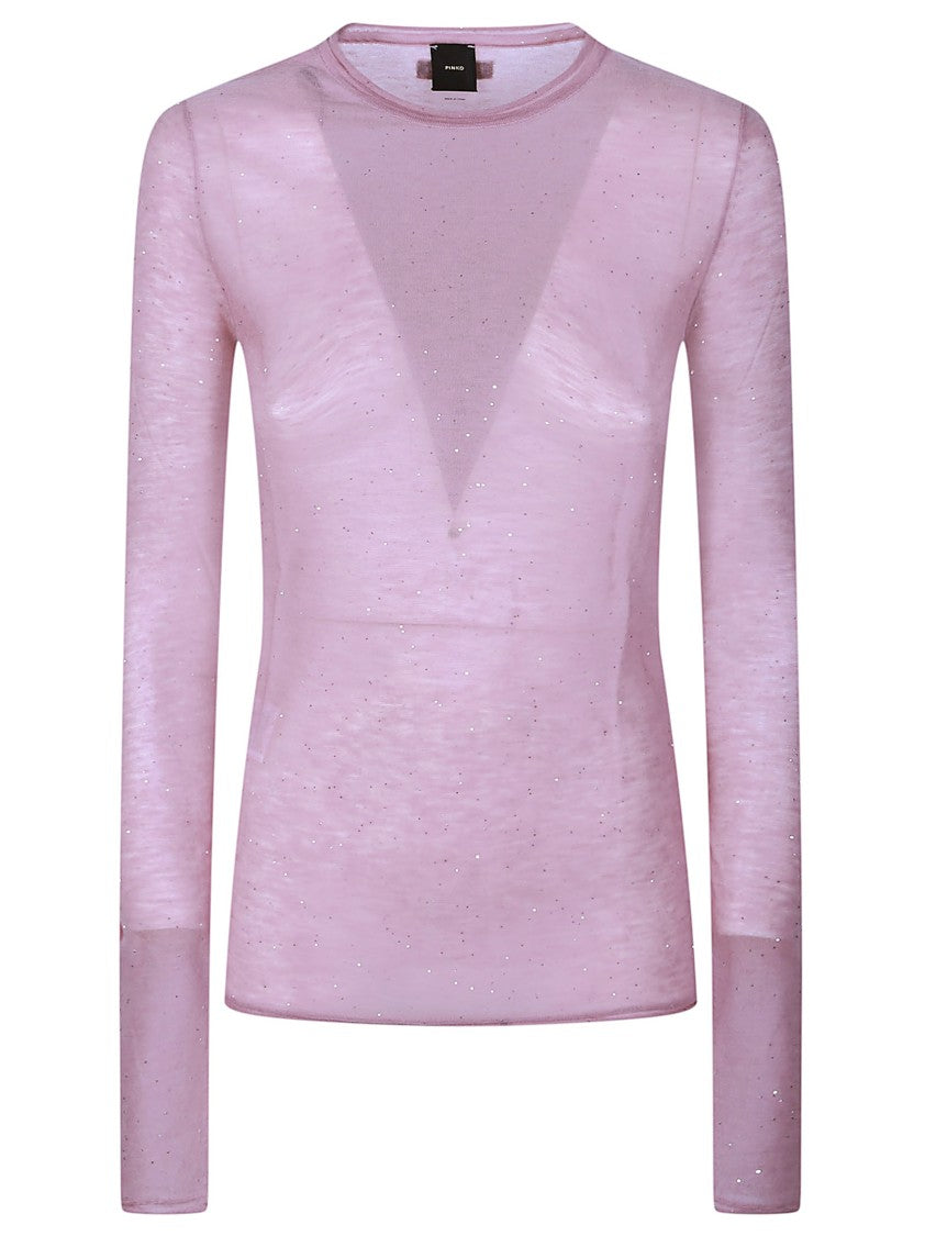 Pinko Pico Pink Wool-Blend Shimmer Sweater