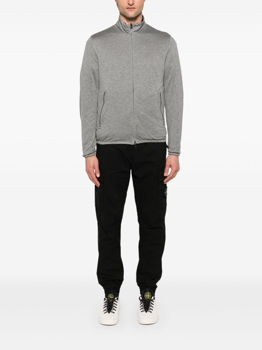 Herno Navy Zip Jacket With High Collar
