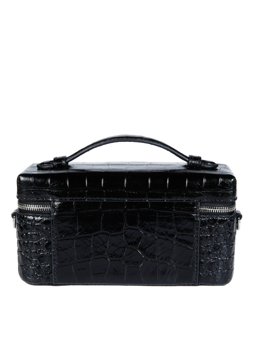 Tory Burch Charlie Embossed Croc Silver Hardware Vanity Case