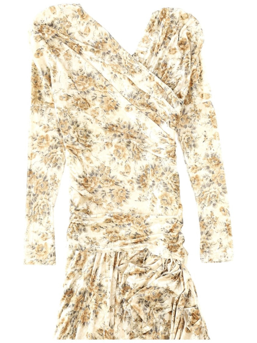 Ganni Ivory Floral Draped Maxi Dress