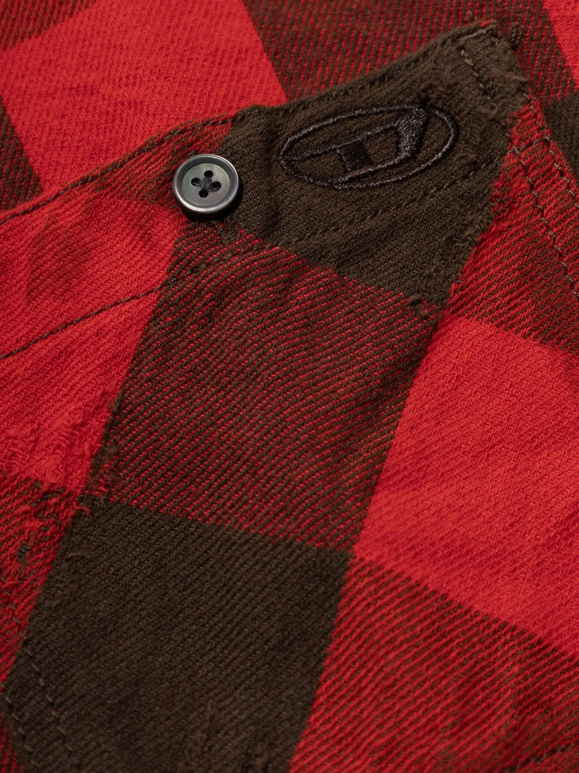 Diesel S-Drum-Hoody Check Flannel Hooded Shirt