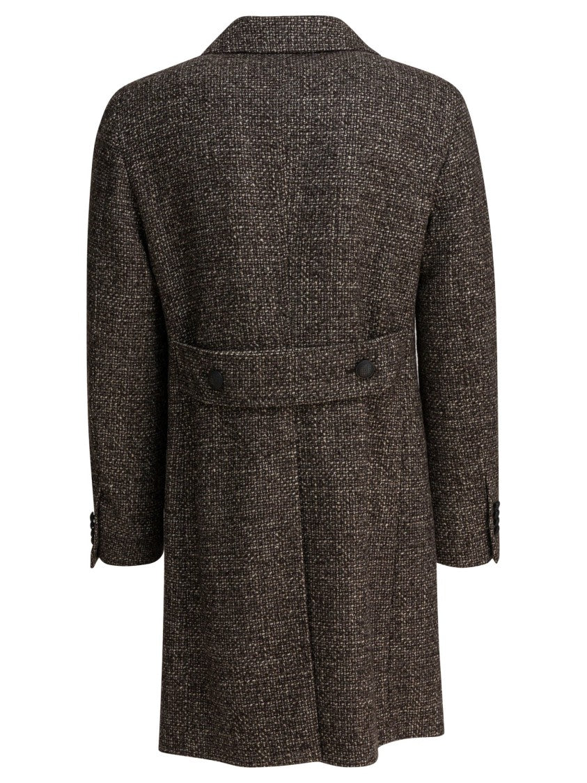 Tagliatore Textured Double-Breasted Wool-Acrylic Jacket With Structured Silhouette