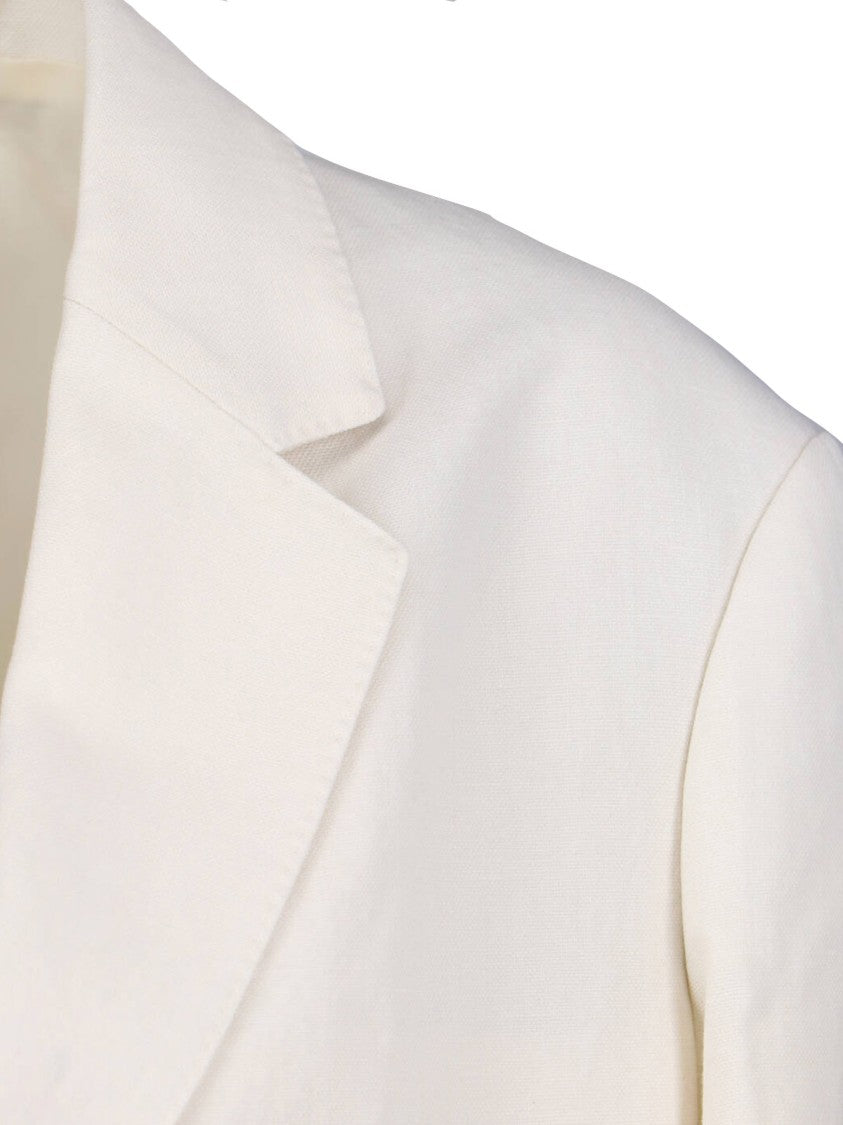 Auralee White Single-Breasted Wool-Cotton Blend Blazer