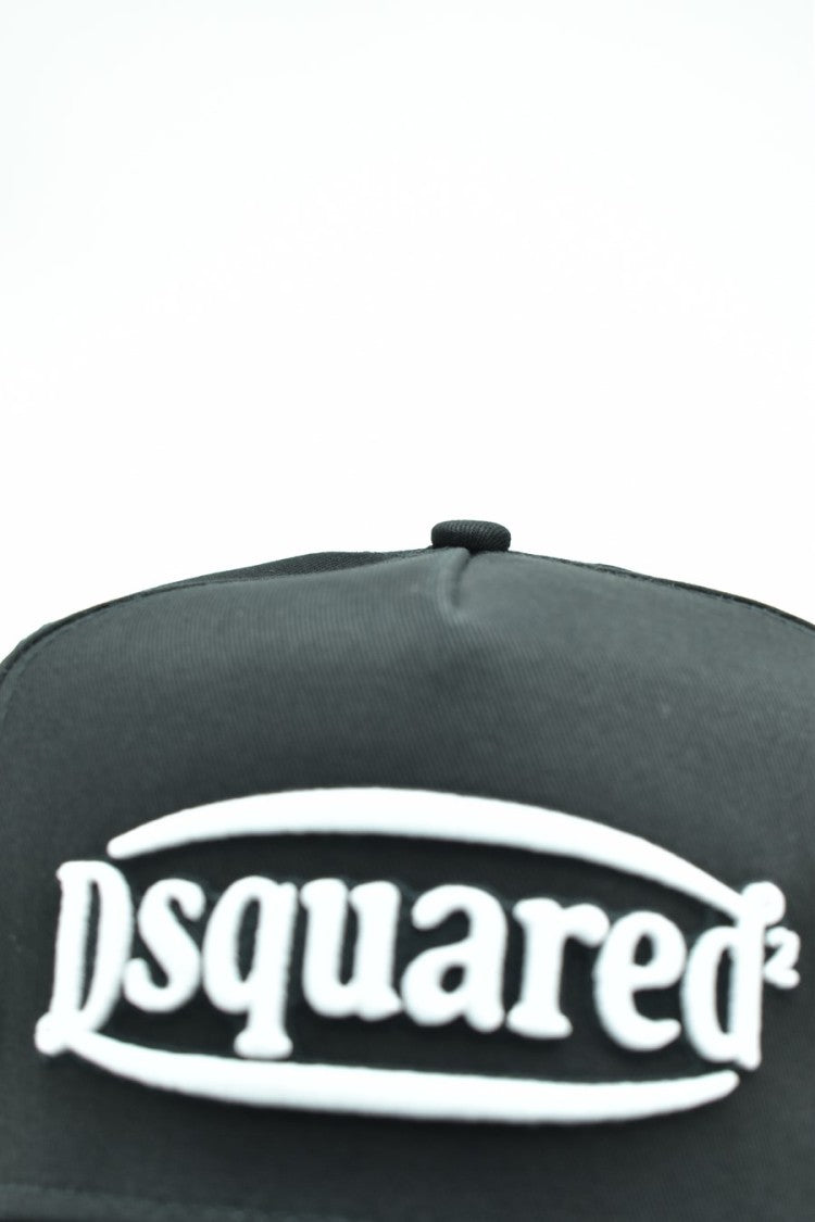 Dsquared2 Structured Black Cotton Embroidered Logo Cap