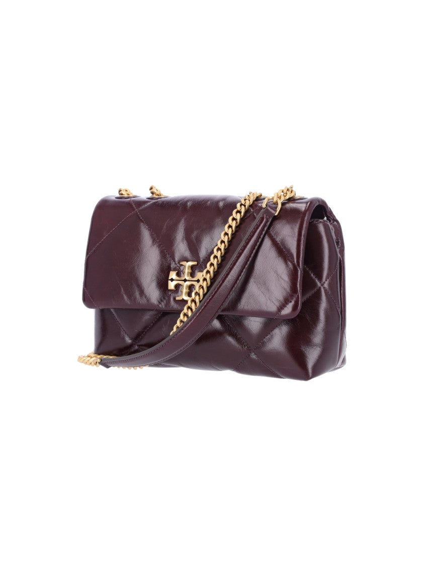 Tory Burch Quilted Burgundy Leather Bag With Gold-Tone Chain Strap