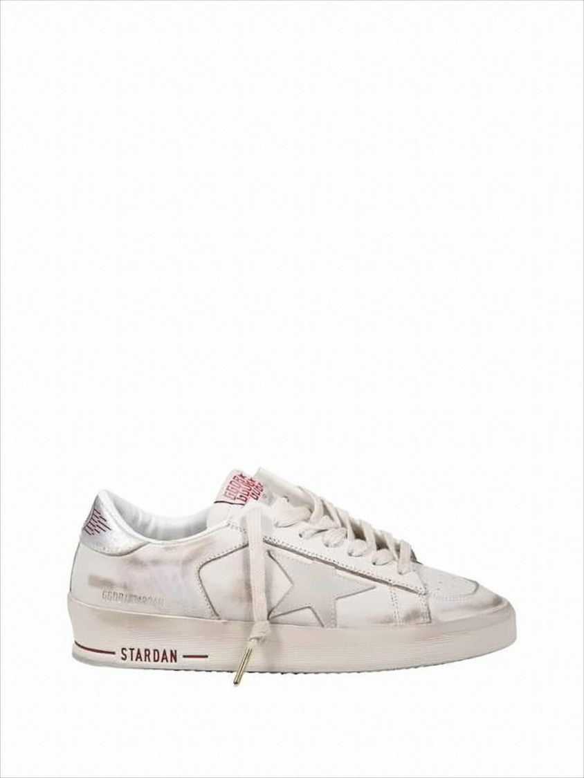 Golden Goose Distressed White Nappa Leather Sneakers With Branded Accents