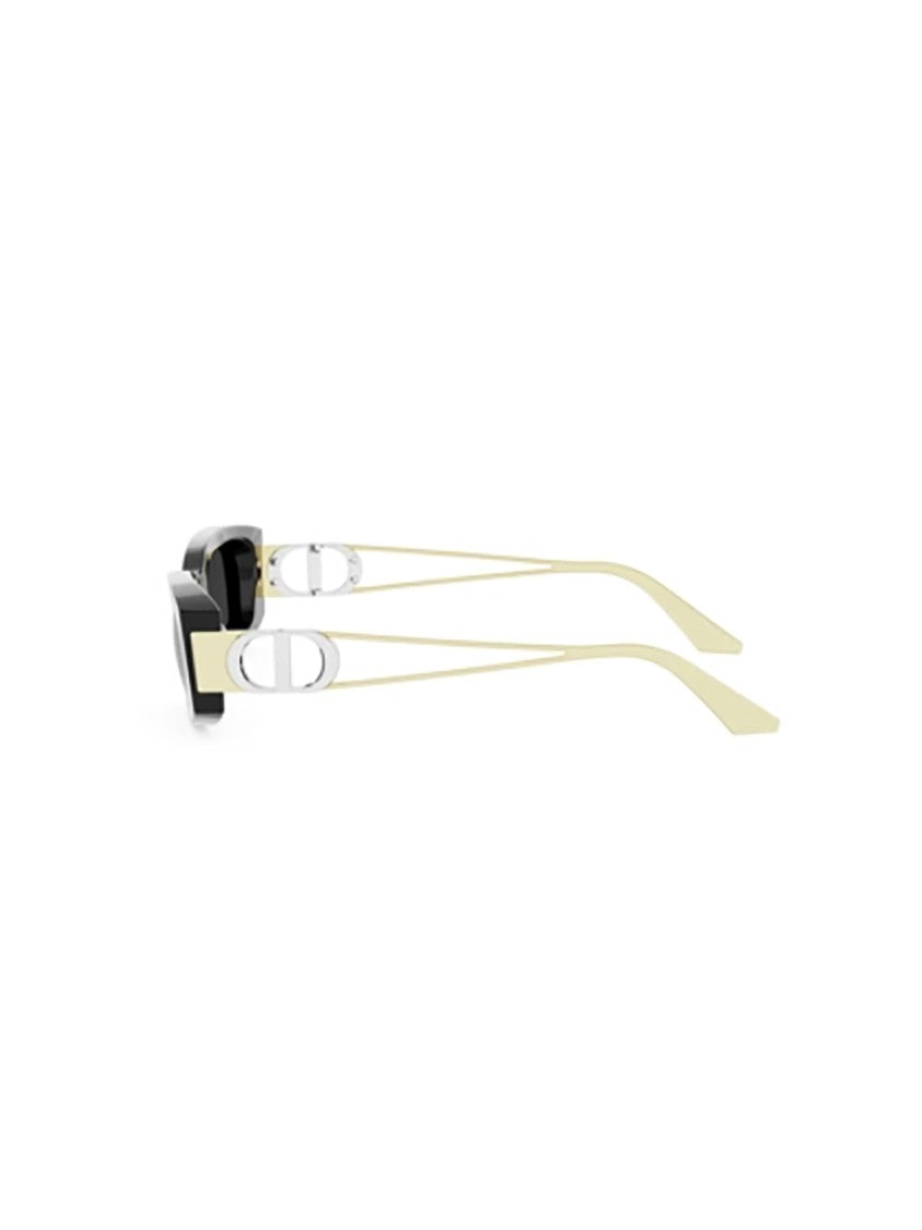 Dior Black 30Montaigne Rectangular Gold Sunglasses