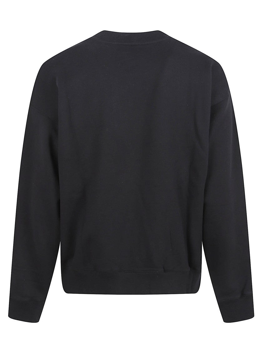 Off-White Crewneck Black Sweatshirt With Embroidered Logo