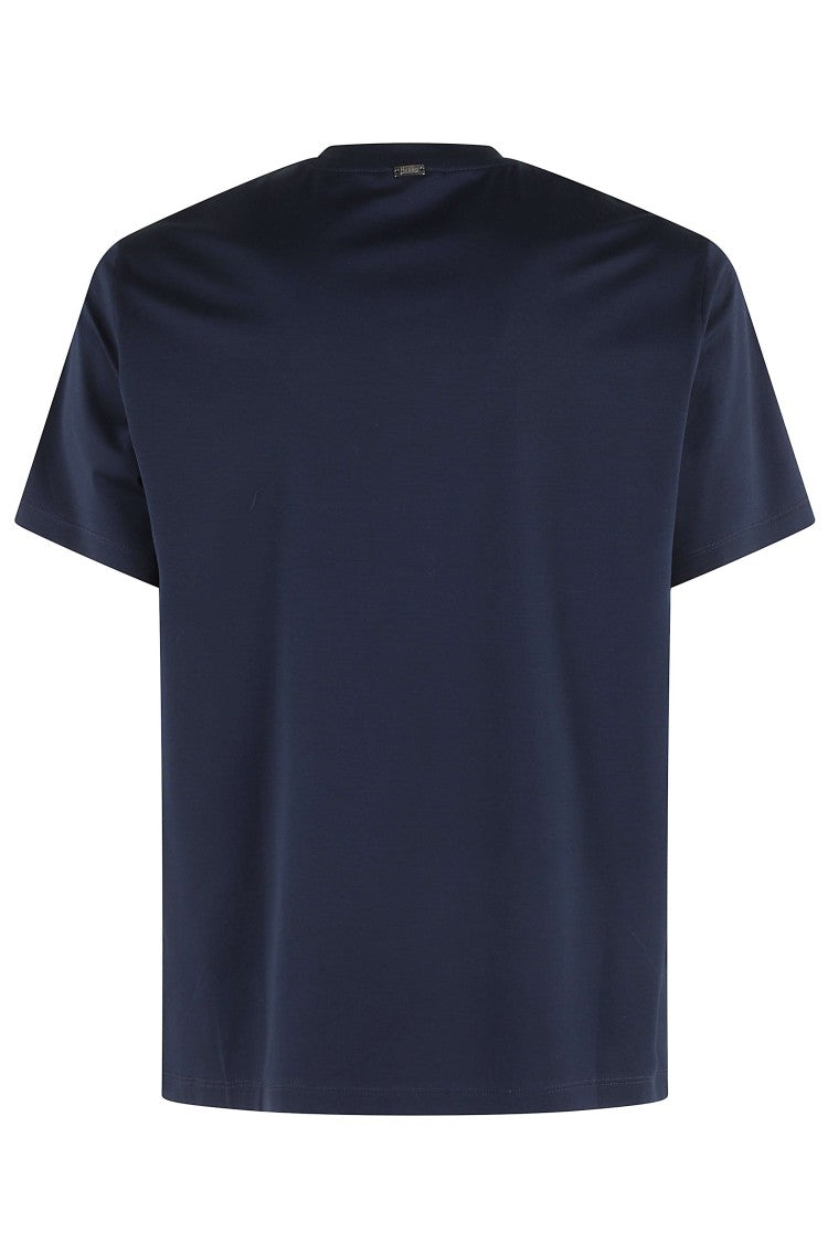 Herno Navy Blue Basic Crew-Neck Stretch Cotton T-Shirt