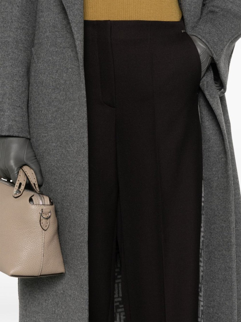 Fendi Wide-Leg Dark Violet Trousers With High Waist And Pleated Front