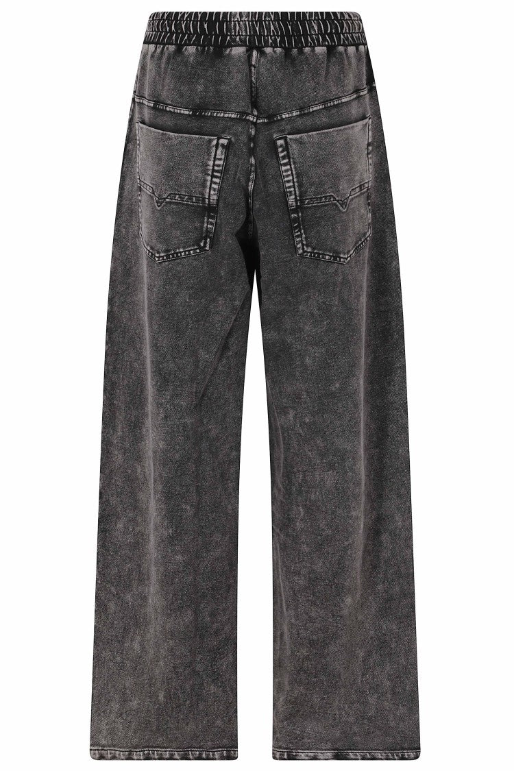 Diesel Wide-Leg Stretch Pants With Drawstring Waist And Denim Effect