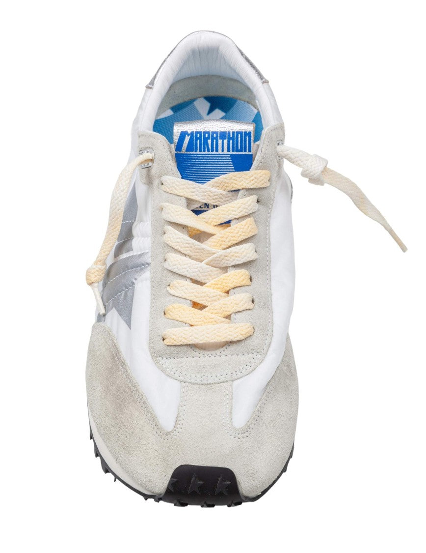 Golden Goose Running Sneakers In Suede And Nylon, White