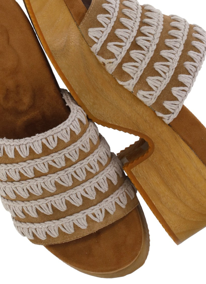 Mou Brown Monoband Upper Monoband Sandals