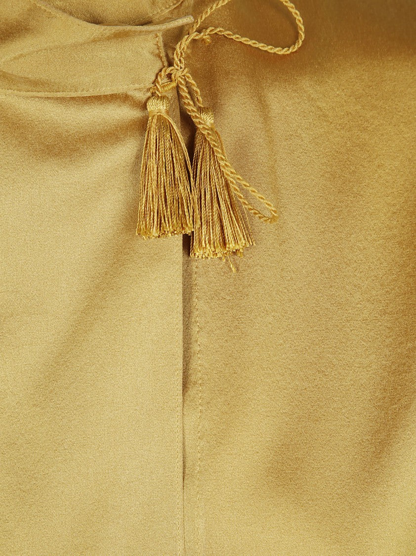 Forte Forte High-Neck Silk Blouse With Tassel Tie