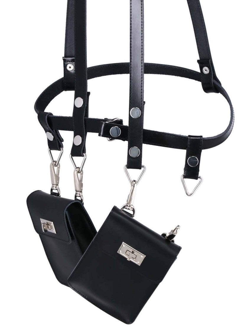 Junya Watanabe Black Leather Harness With Detachable Pouches