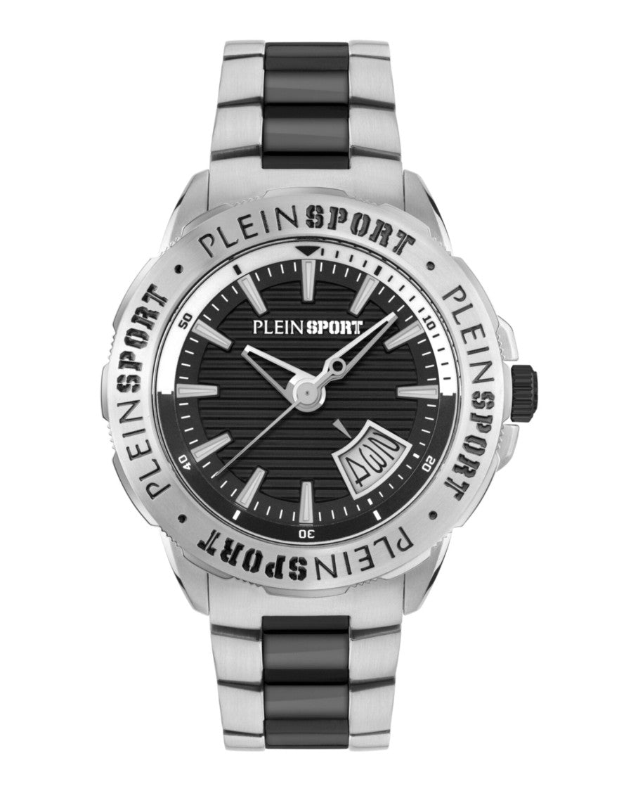 Plein Sport Two-Tone Bracelet Watch With Black Enamel Dial