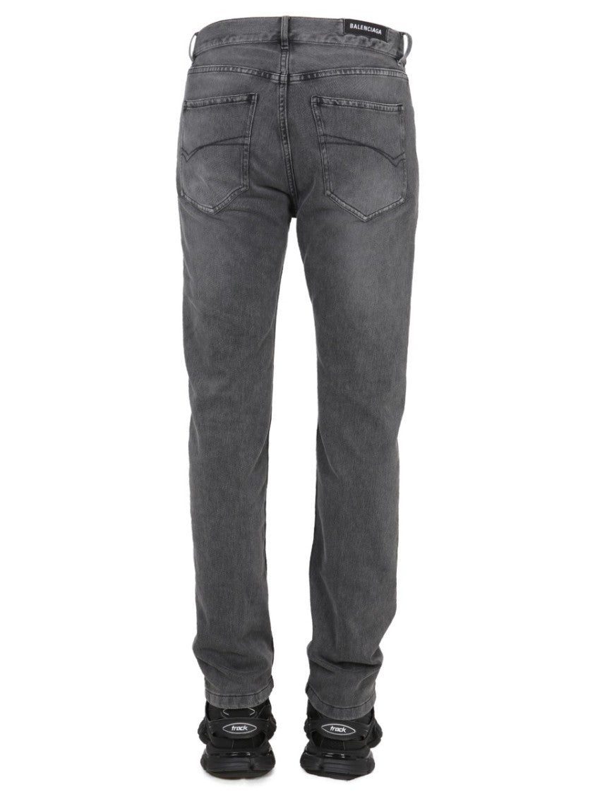 Balenciaga Traditional Fit Jeans With Patch Logo Detail